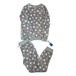BCBG Girls Gray & Pink Star Print Lounge Jogger Pants and Sweater Set NEW 14/16
